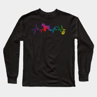 Soft coated wheaten Terrier Colorful Heartbeat, Heart & Dog Paw Long Sleeve T-Shirt